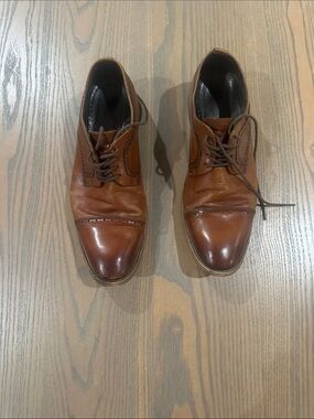 Stacy Adams Brown Leather Cap-Toe Derby Shoes